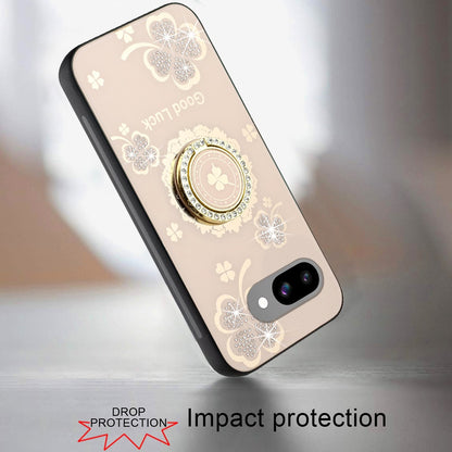 For Google Pixel 9, 9 Pro Diamonds 3D Butterfly Bling Sparkly Glitter Ornaments Engraving Hybrid with Stand Fashion Case Cover Good Luck Floral Gold