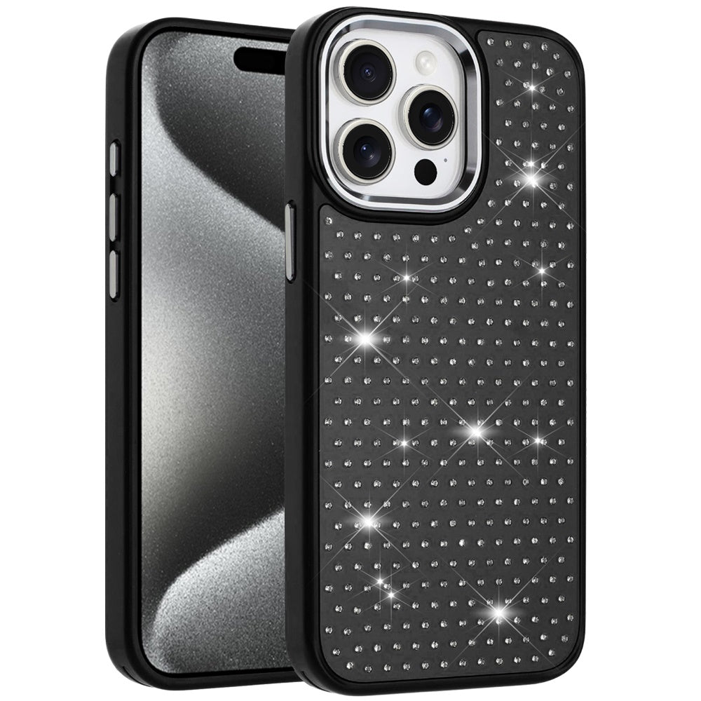 For Apple iPhone 17E /16E Bling Diamond Metallic, Full Sparkle Chrome Edged Hybrid Protective Shockproof Case Cover