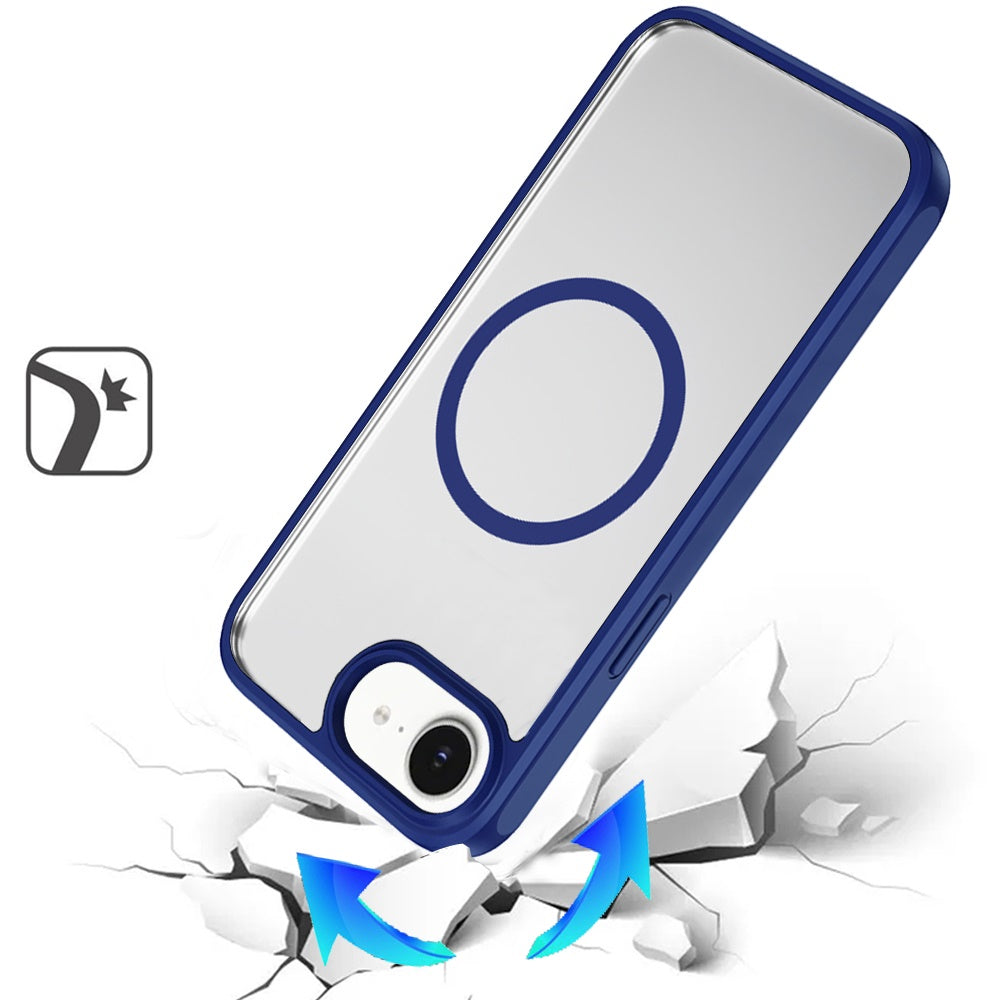 For Apple iPhone 16e Magnetic Circle HQ Transparent Clear TPU Thick 2.0mm Frame Hybrid Shockproof Protector Case Cover