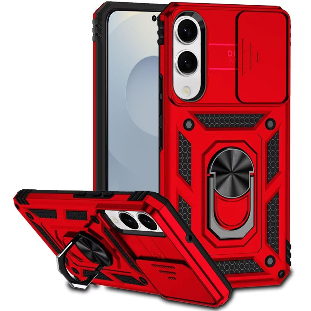 For Samsung Galaxy S25 EDGE Hybrid Ring Shockproof with 360° Rotate Ring Kickstand, Camera Lens Protection, Soft Edge Bumper Case Cover