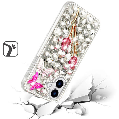 For Apple iPhone 17 (6.3") Bling Crystal 3D Full Diamonds Luxury Sparkle Rhinestone Hybrid Protective Case Cover
