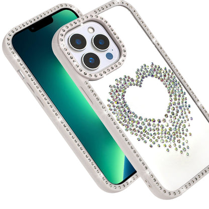For Apple iPhone 13 Pro Max Angel Hearts Glitter Shimmer Diamond Edge Hybrid Drop Protection Shockproof Design Case Cover Beige