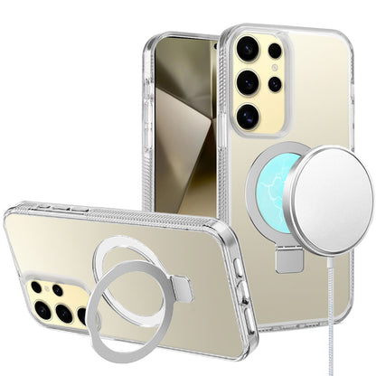 For Apple iPhone 17E /16E Transparent Magnetic Ring Circle Stand with MagSafe Compatible Hybrid Dotted Edged Hard PC Shockproof Case Cover Clear