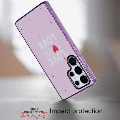 For Samsung Galaxy S25 Ultra Fashion Layer Design Slim IMD TPU Protective, Shockproof Hybrid Stylish Durable Hard PC Case Cover Love