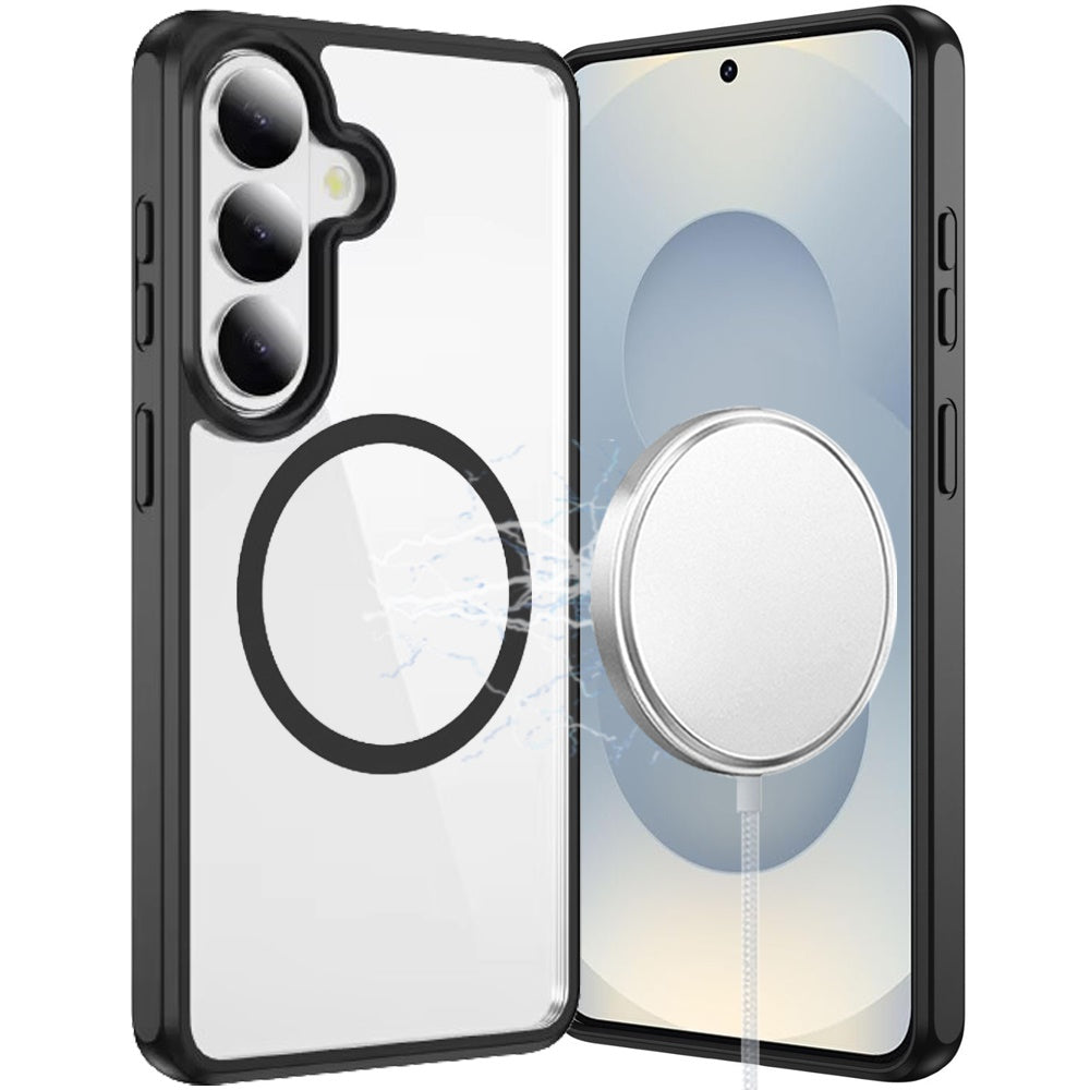 For Samsung Galaxy S26 Magnetic Circle HQ Transparent Clear TPU Thick 2.0mm Frame Hybrid Shockproof Protector Case Cover