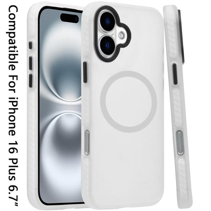 For Apple iPhone 16 Plus (6.7") Matte Skin Hybrid TPU with Magnetic Circle MagSafe Compatible, Military Grade Shockproof Slim Fit Case Cover