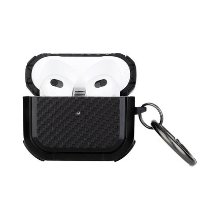 For Airpods Pro 3 (2025) Full-Body Rugged Protective Carbon Fiber with Keychain [Front LED Visible] Hybrid Slim Shockproof Case Cover