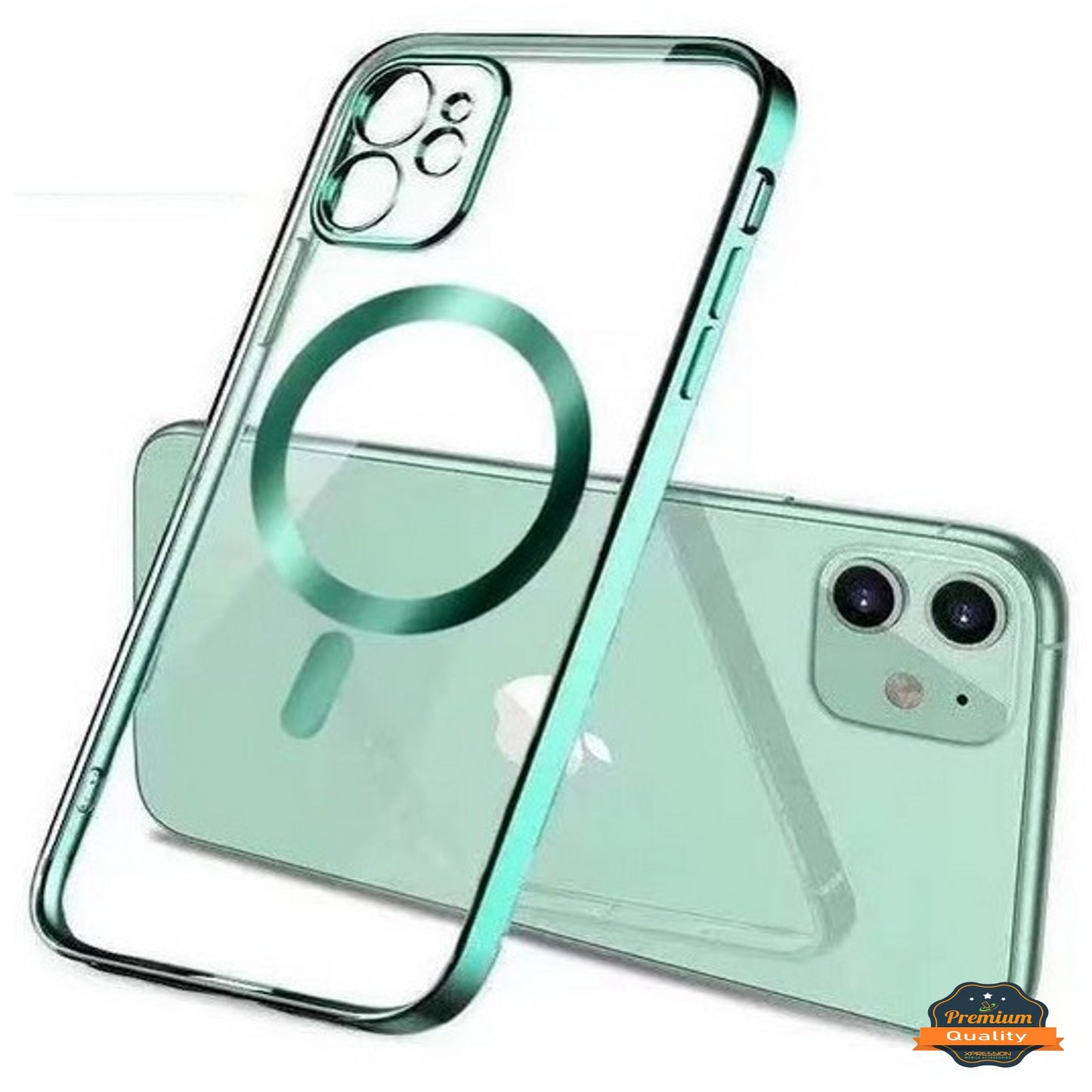 For Apple iPhone 15 Pro (6.1") Hybrid Clear with Plating Chrome Frame & Camera Protection Compatible with Magsafe  Phone Case Cover