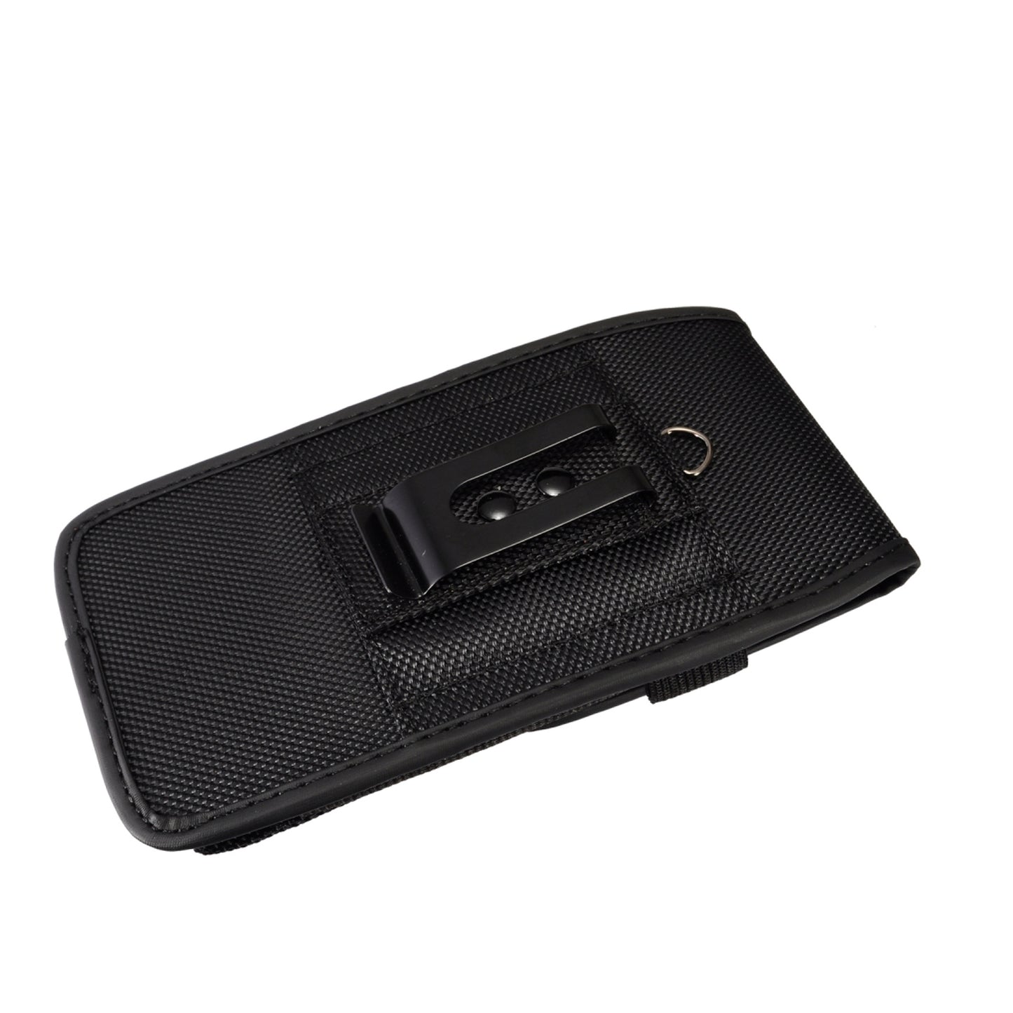 For Apple iPhone 16 (6.1") Pouch Case Universal Vertical Canvas with Belt Clip Loop Holster Military Grade Cell Phone Holder Waist Pouch Cover [Black]