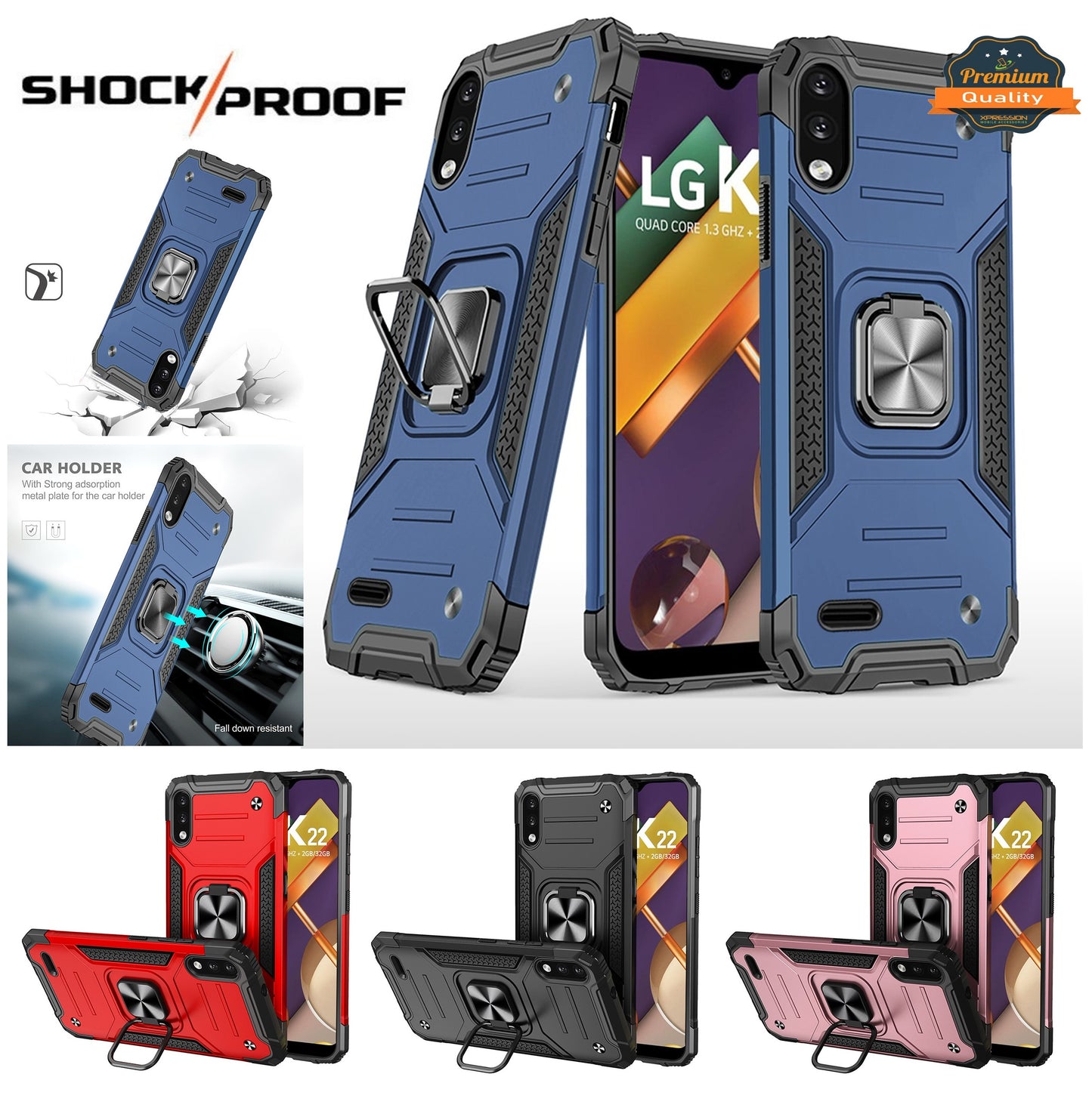 For Apple iPhone SE 3 (2022) SE/8/7 Armor Hybrid Magnetic Stand with Ring Holder Kickstand Shockproof Heavy-Duty Durable Rugged TPU Dual Layer Case Cover