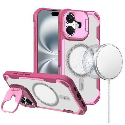 For Apple iPhone 16 (6.1") Magnetic Circle Hybrid with Camera Stand, Compatible with MagSafe, Shockproof Protective Case Cover