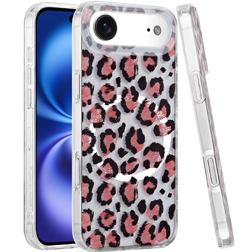 For Apple iPhone 17 AIR Stylish Pattern Fashion IMD Printed Design TPU Double Layer Slim Shockproof with Magnetic Back Case Cover Beauty Leopard