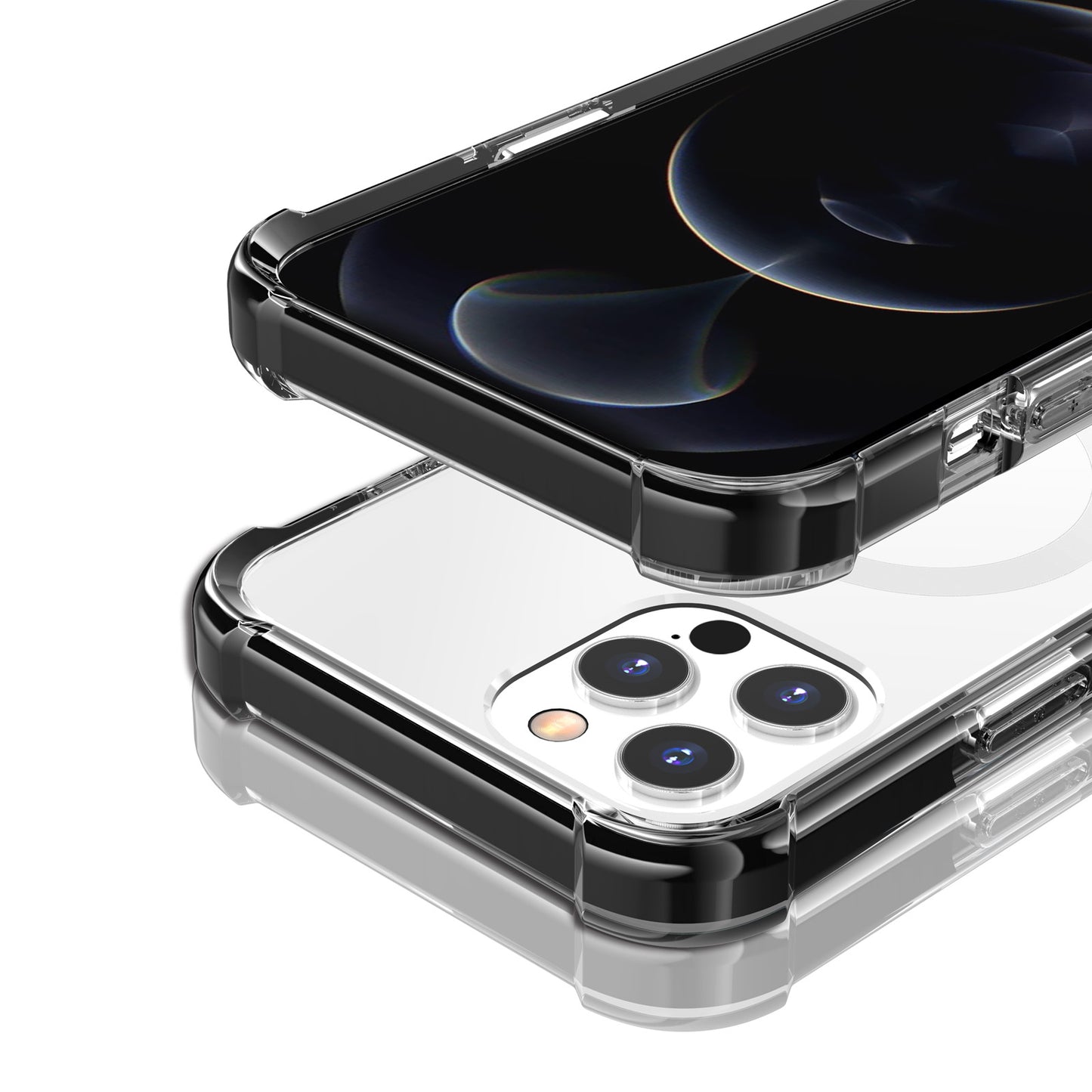 For Apple iPhone 11 Pro Max Magnetic Acrylic Case Transparent Back, Rugged Colorful Frame, Shockproof Hybrid, MagSafe Compatible Case Cover