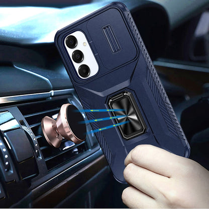 For Samsung Galaxy A16 5G Camera Cover Phone Case with Magnetic Rotation Ring Stand [Military Grade] Hybrid Hard TPU Shockproof Case Cover