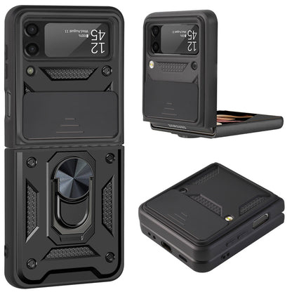 For Samsung Galaxy Z Flip 7 FE / Z Flip 6 Magnetic Ring Stand with Camera Protection Shock Resistant Hybrid Durable Grip Kickstand Function Case Cover