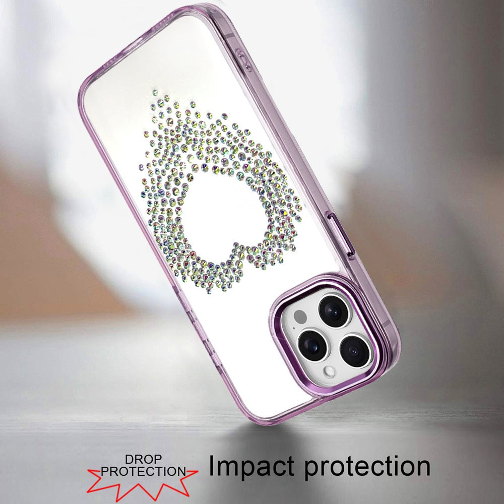 For Samsung Galaxy A57 Angel Hearts Bling Glitter Diamond Hybrid TPU Cover, Colorful Frame Shockproof Protective Back Case Cover
