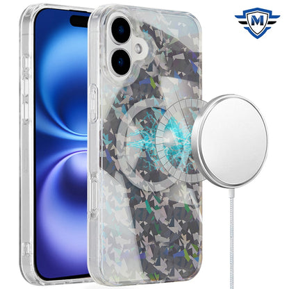 For iPhone 16 (6.1") Premium Double Layer IMD Magnetic Hybrid Shockproof Protection Durable Anti Scratch Secure Grip Slim Design Compatible Case Cover Smoke Diamond Holographic