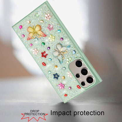 For Motorola Moto G 5G 2025 Diamond Butterfly 3D Glitter Bling Design, Slim Hybrid Sparkle Protective Cover TPU for Women Girls Case Cover Teal