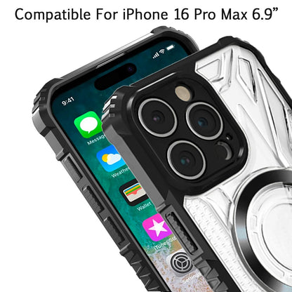 For Apple iPhone 16 Pro Max (6.9") MagSafe Compatible Pattern Clear Transparent Rugged Hybrid Magnetic TPU Shockproof Armor Case Cover