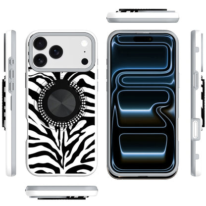 For Apple iPhone 17 Pro Max Pattern Design Hybrid with Invisible Ring Stand & Magnetic Back, Shockproof Protective Grip Case Cover