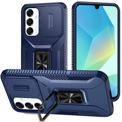 For Samsung Galaxy A16 5G Camera Cover Phone Case with Magnetic Rotation Ring Stand [Military Grade] Hybrid Hard TPU Shockproof Case Cover
