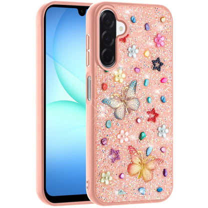 For Samsung Galaxy A17 5G Diamond Butterfly 3D Glitter Bling Design, Slim Hybrid Sparkle Protective Cover TPU for Women Girls Case Cover