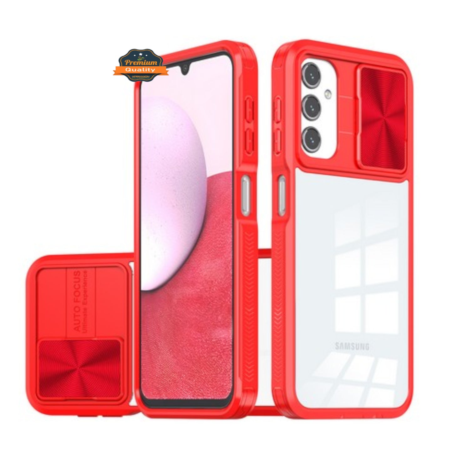 For Samsung Galaxy A26 Hybrid Slim Case with Slide Camera Protector, Shockproof TPU Clear Back & Color Frame Bumper Case Cover