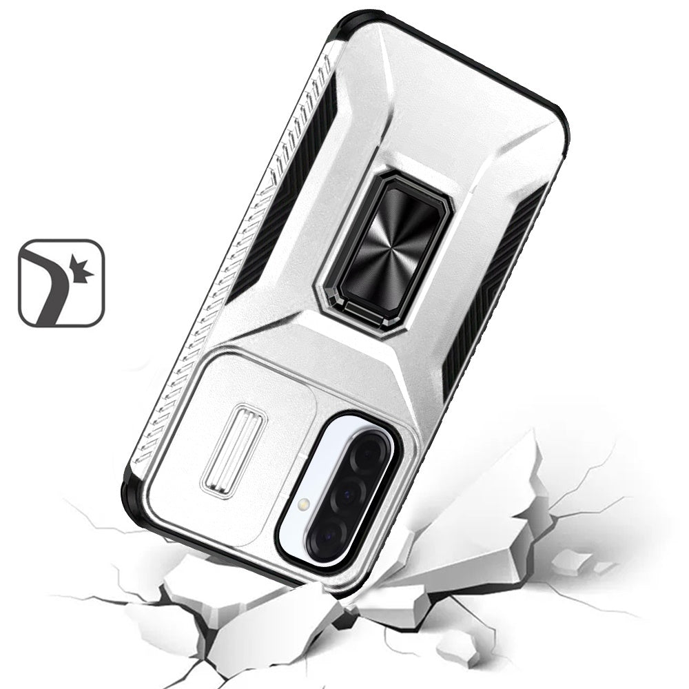 For Samsung Galaxy A17 5G Case, Camera Cover with Magnetic Rotation Ring Stand, Military Grade Hybrid Hard TPU Shockproof Case Cover