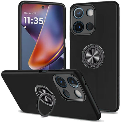 For Motorola Moto G Play 5G 2026 Hybrid 360 Degree Rotatable Metal Invisible Ring Stand Holder Slim Fit Magnetic Car Mount Shockproof Case Cover Cosmic Orange