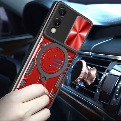 For Samsung Galaxy S25 EDGE Hybrid Magnetic 360° Ring Kickstand, MagSafe Compatible, Durable Full Camera Lens Protection Case Cover