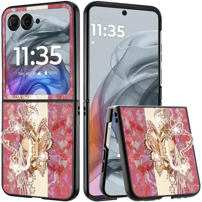 For Motorola Razr Ultra 2025 Diamonds 3D Butterfly Bling Sparkly Glitter Ornaments Engraving Hybrid with Stand Fashion Case Cover Enchanted Butterfly Red
