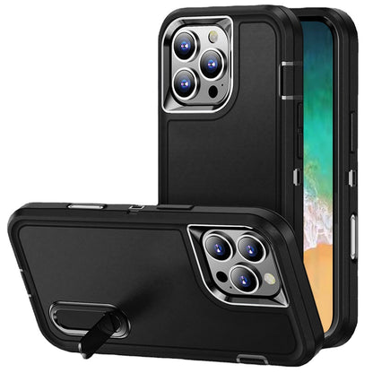 Phone Case for Apple iPhone 16 Plus 3in1 Tough Rugged Kickstand Shockproof Armor Grip Heavy Duty Drop Resistant Protective Hybrid Cover Black +Black