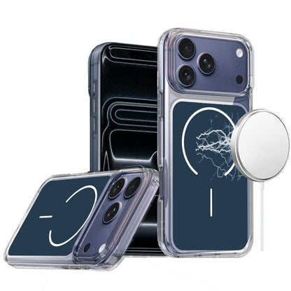 For Apple iPhone 17 Pro (6.3") Metallic Transparent Magnetic Hybrid MagSafe Compatible Shockproof Protection Anti Scratch Secure Grip Clear Back Design Case Cover