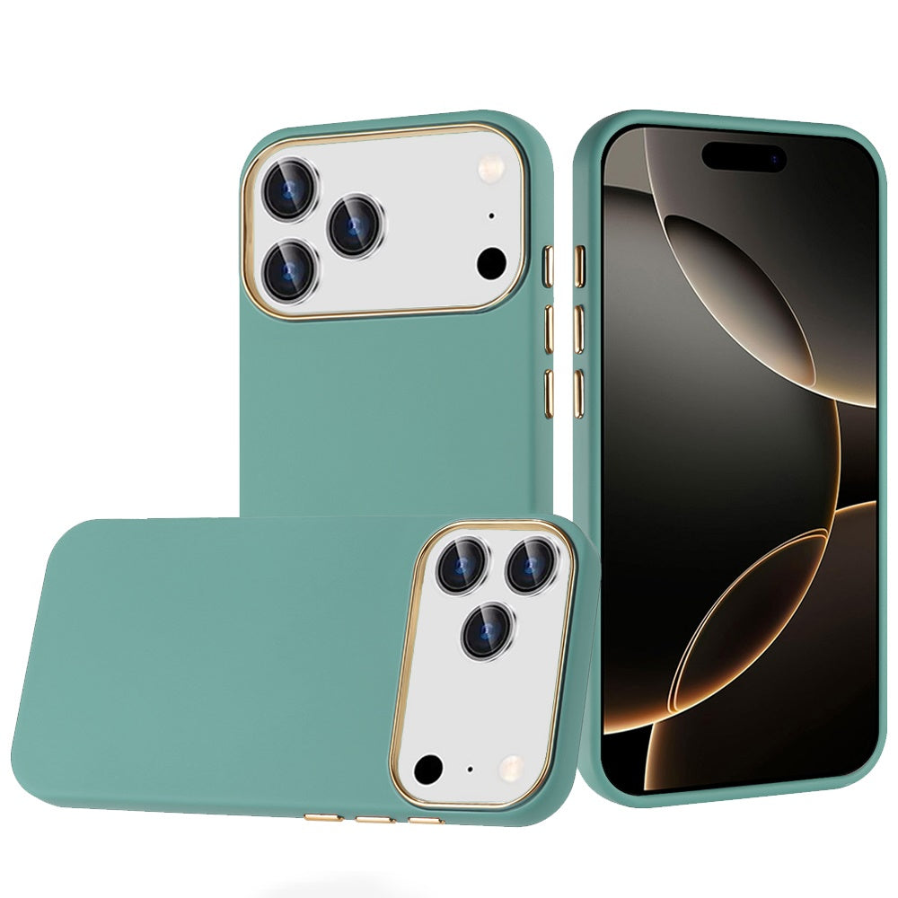 For Apple iPhone 17 Pro Max (6.9") Slim Classic Hybrid Around Rubber Gummy Gel Slick Hard PC Silicone TPU Chromed Button Case Cover Teal