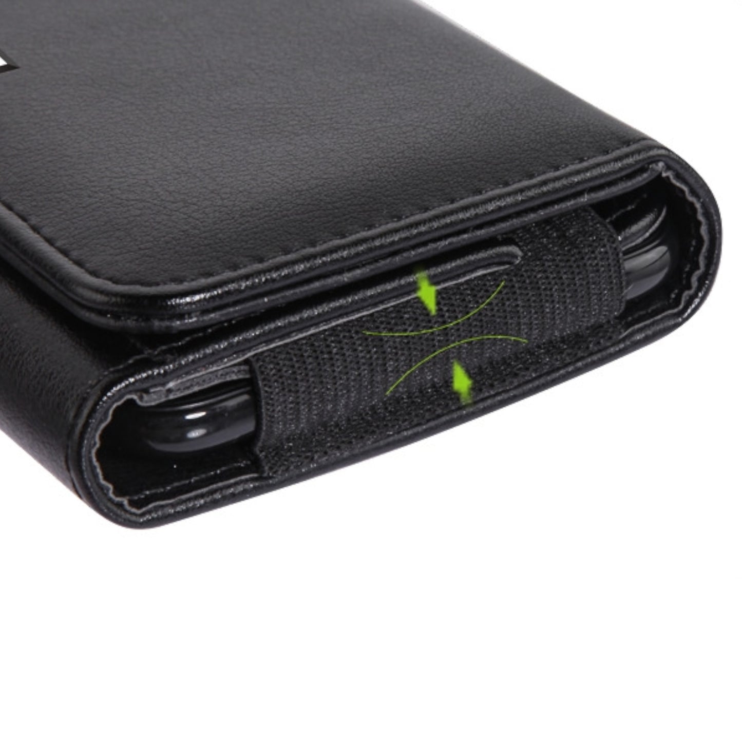 For Apple iPhone 16 Pro Max (6.9") Universal PU Leather Horizontal Phone Pouch Holder Carrying Case With Fixed Belt Clip Holder, Magnetic Closure [Black]