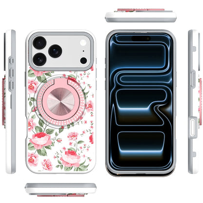 For Apple iPhone 17 Pro Max Pattern Design Hybrid with Invisible Ring Stand & Magnetic Back, Shockproof Protective Grip Case Cover