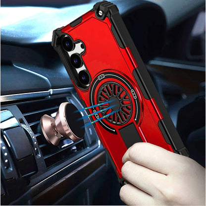 For Samsung Galaxy S26 Texture Design Invisible Kickstand Case, MagSafe Compatible Hybrid Shockproof Cover, Car Mount Friendly Case Cover