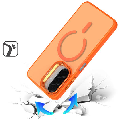 For Samsung Galaxy A17 5G MagSafe Compatible Matte Metallic Stand TPU Hybrid Drop Protection Camera Kickstand Case Cover Cosmic Orange