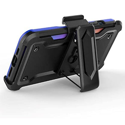 For Motorola Moto G Stylus 5G 2025 Hybrid Wallet Case with Invisible ID Card Slot, Kickstand, Holster Belt Clip, Heavy-Duty Protection Case Cover Blue