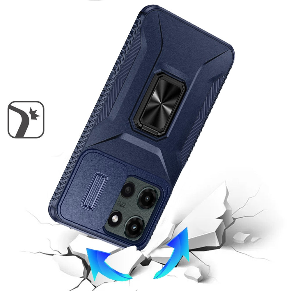 For Motorola Edge 2025 Case, Camera Cover with Magnetic Rotation Ring Stand, Military Grade Hybrid Hard TPU Shockproof Case Cover