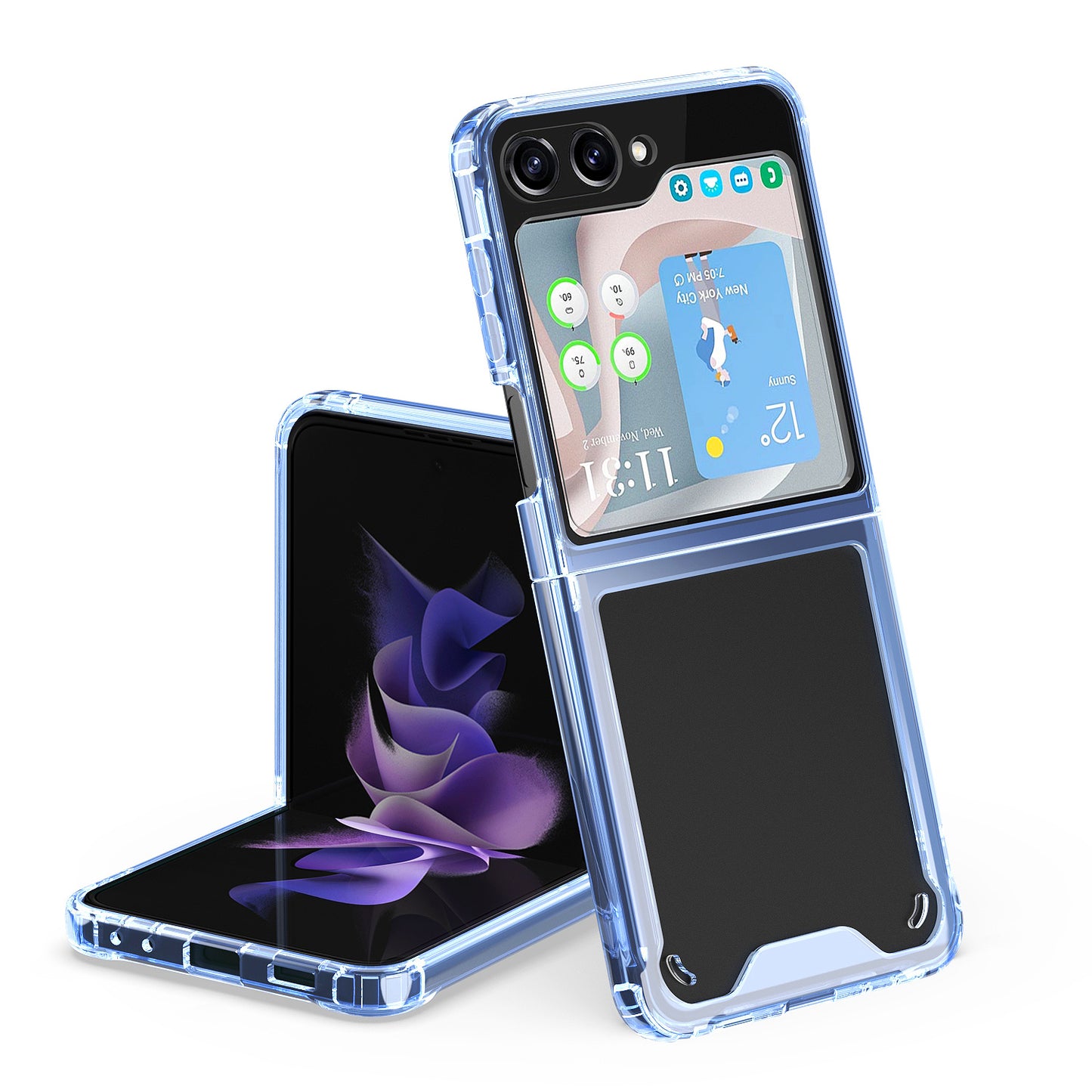 For Samsung Galaxy Z Flip 7 FE Transparent Hybrid Shockproof Hard PC Slim Durable TPU Bumper Protection Case Cover Blue