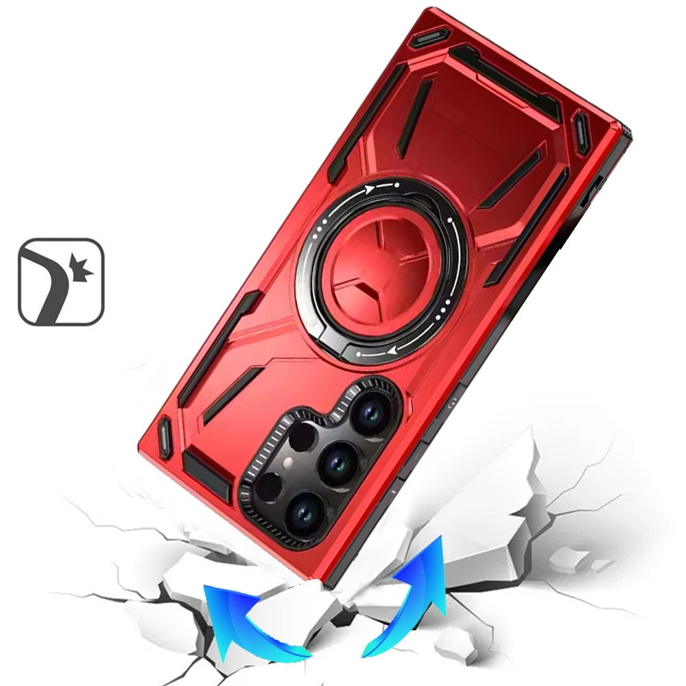For Samsung Galaxy S22+ Plus Hybrid Magnetic Ring and 360° Rotational Kickstand with MagSafe Compatible, Military Grade Drop Protection Case Cover Red