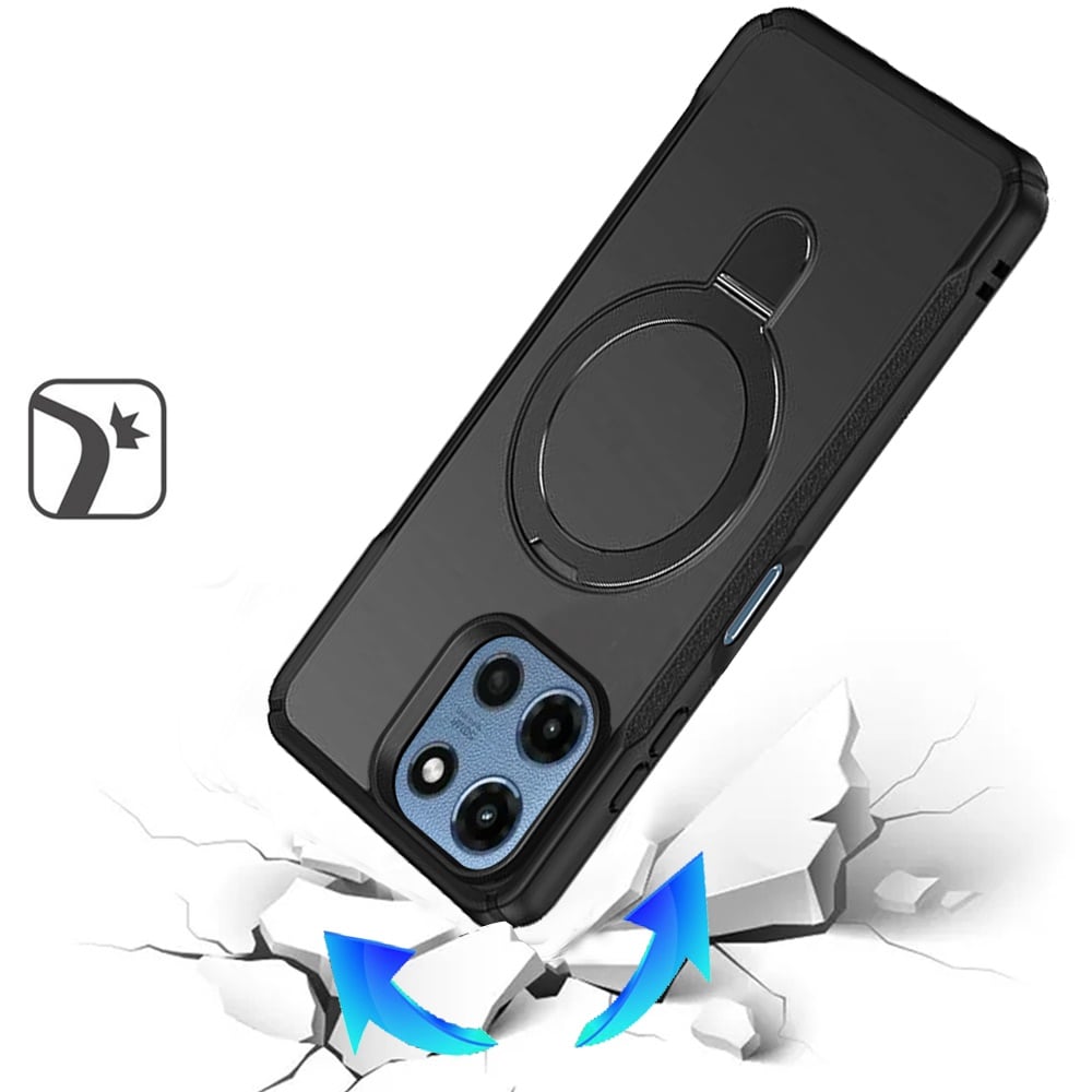 Phone Case for Motorola Moto G 5G 2026 / 2025 Magnetic Ring Stand Matte Finish Shockproof Grip Slim Armor Heavy Duty TPU Protective Hybrid Cover Black