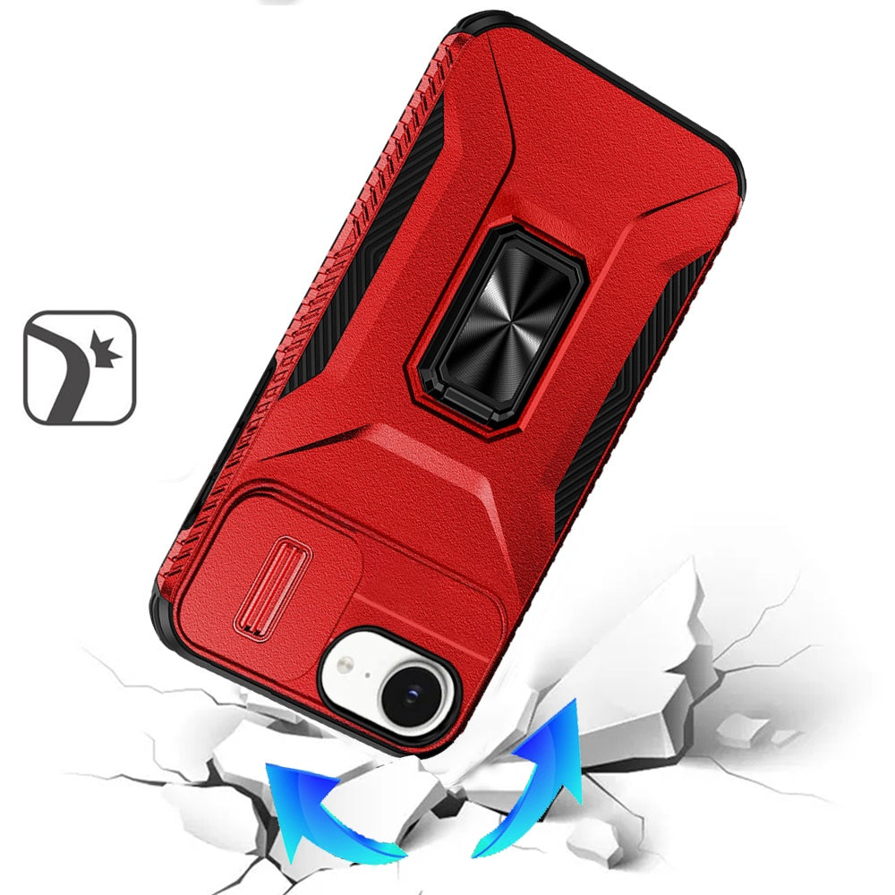 For Apple iPhone 17E /16E Case, Camera Cover with Magnetic Rotation Ring Stand, Military Grade Hybrid Hard TPU Shockproof Case Cover