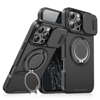 For Samsung Galaxy S25 Fan Edition /Galaxy S25 FE Hybrid Case with 360° Magnetic Ring Stand, Camera Slide Protector & Compatible with MagSafe Case Cover