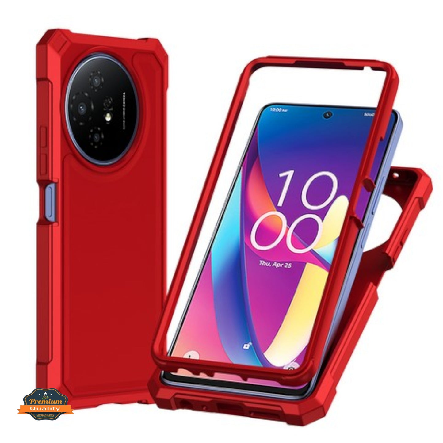 For TCL 60 XE NXTPAPER Full-Body Dual Layer Hybrid Case Slim, Drop-Proof TPU Hard PC, Durable Corner Front Bumper Protector Case Cover Red