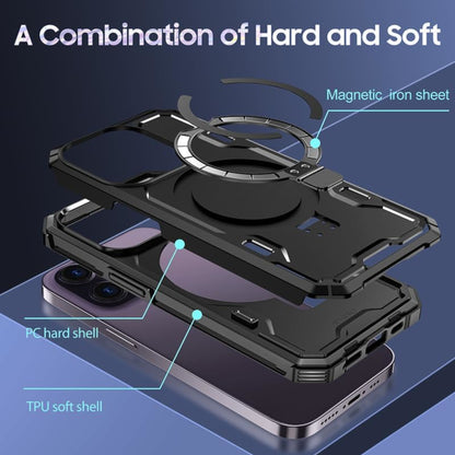 For Apple iPhone 16 Pro Max (6.9") Tough Shockproof Hybrid with Magnetic Ring Stand Compatible with MagSafe TPU + PC Protective Case Cover