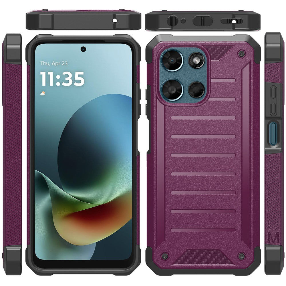 For Motorola Moto G Play 5G 2026 Tough Lined Design Hybrid Shockproof Protective Rugged TPU Hard PC with Durable Grip Case Cover