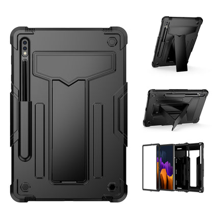 For Tough Hybrid with Vertical 3-in-1 Design, Built-in Kickstand, Shockproof Rugged Full Body with Grip Protection Black Tablet Case Cover