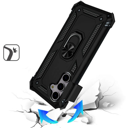 For Apple iPhone 17E /16E Hybrid Combo Belt Clip Holster with Ring Stand Holder, Military Grade Fit Magnetic Car Mount Shockproof Case Cover Black